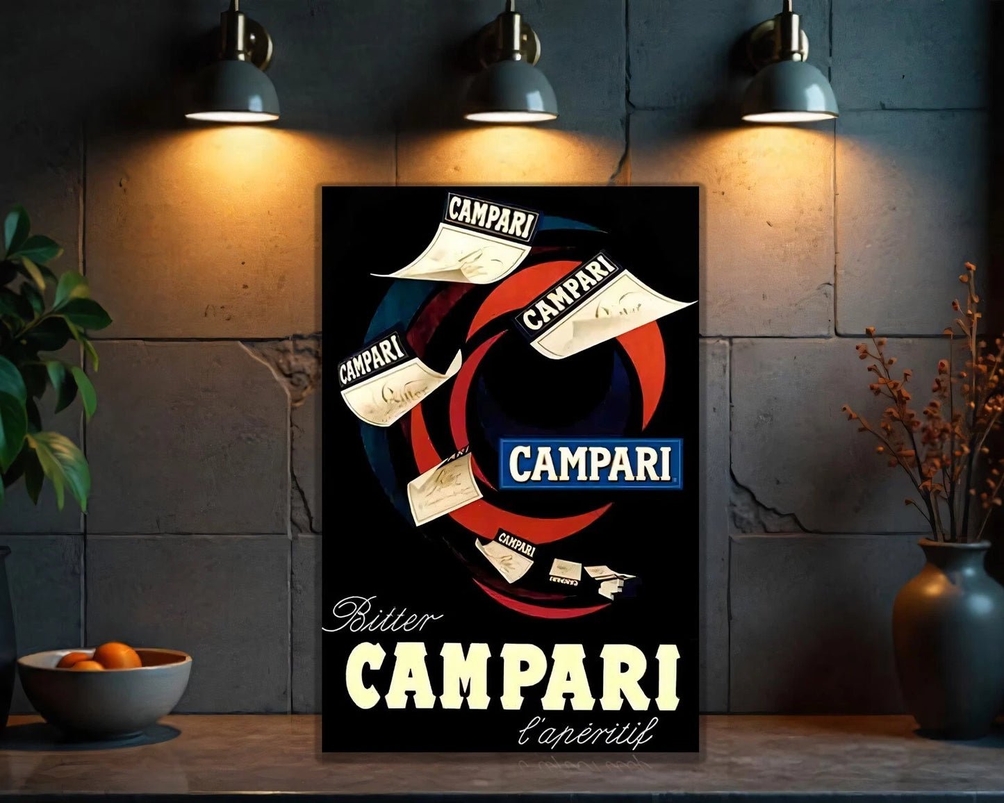 Campari Bitter Spiral Sign – Dynamic Vintage Wall Sign -  Heavy Metal Cafe Decor