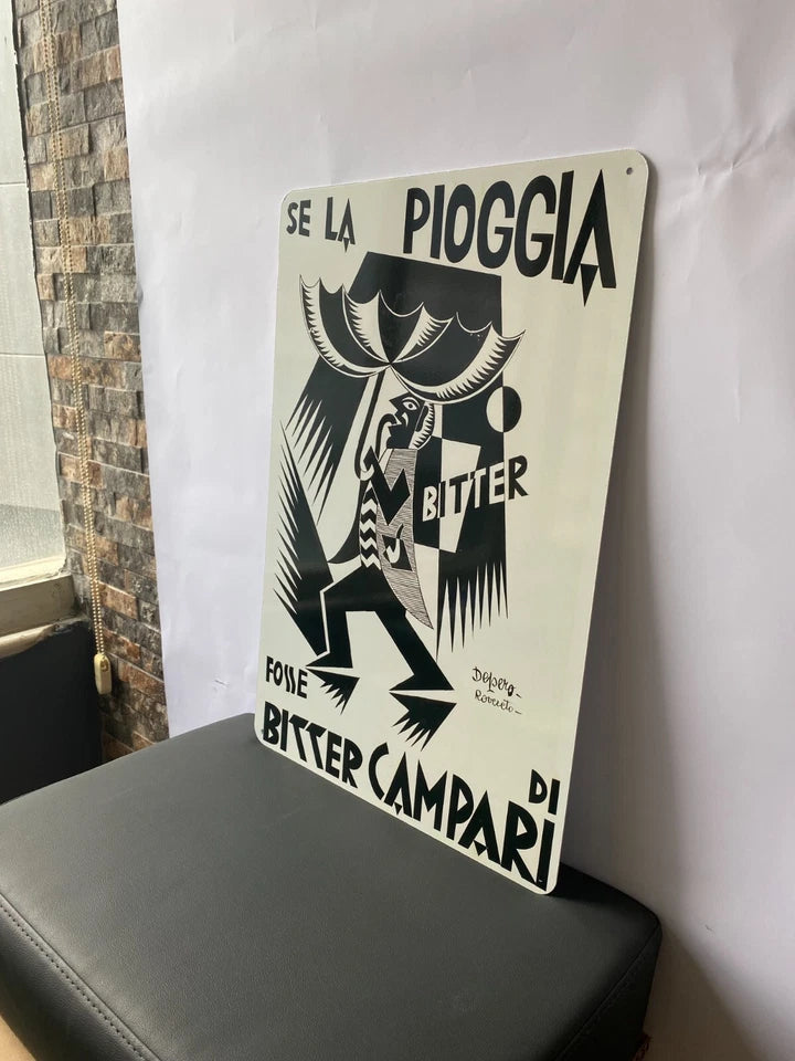 Campari Bitter  Expressionist Rain Sign -  Heavy Metal Cafe Decor