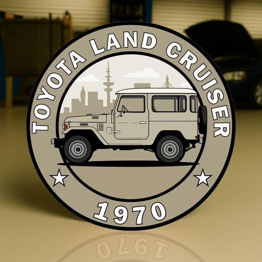 Toyota Land Cruiser 1970 FJ40 Beige Edition Sign  –  Heavy Metal Garage & Service Sign