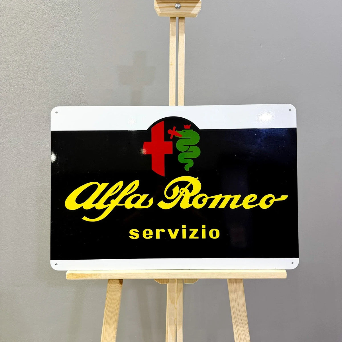 Alfa Romeo Servizio Heavy Metal Sign – Garage & Man Cave Decor