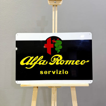 Alfa Romeo Servizio Heavy Metal Sign – Garage & Man Cave Decor