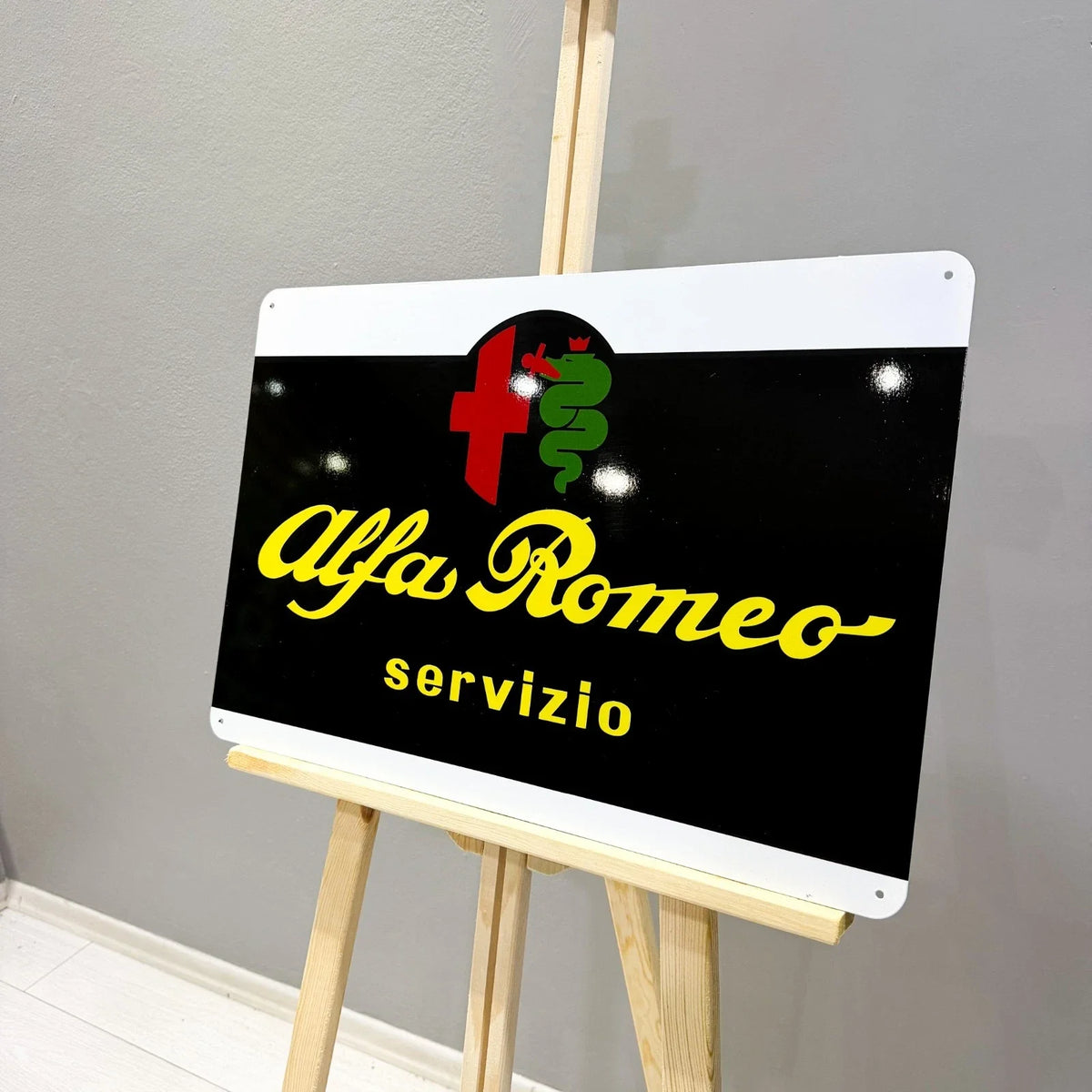 Alfa Romeo Servizio Heavy Metal Sign – Garage & Man Cave Decor