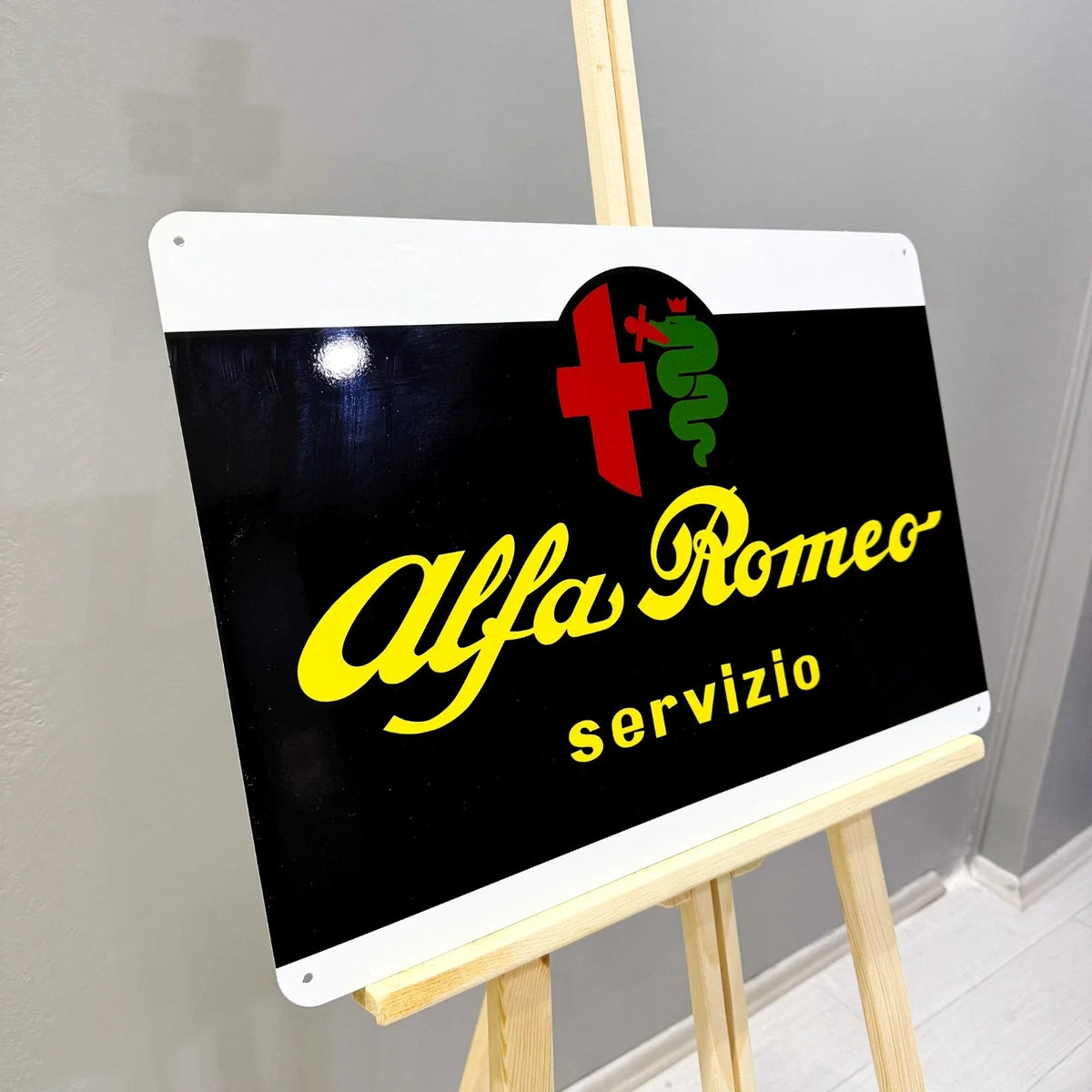 Alfa Romeo Servizio Heavy Metal Sign – Garage & Man Cave Decor