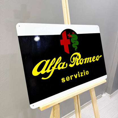 Alfa Romeo Servizio Heavy Metal Sign – Garage & Man Cave Decor