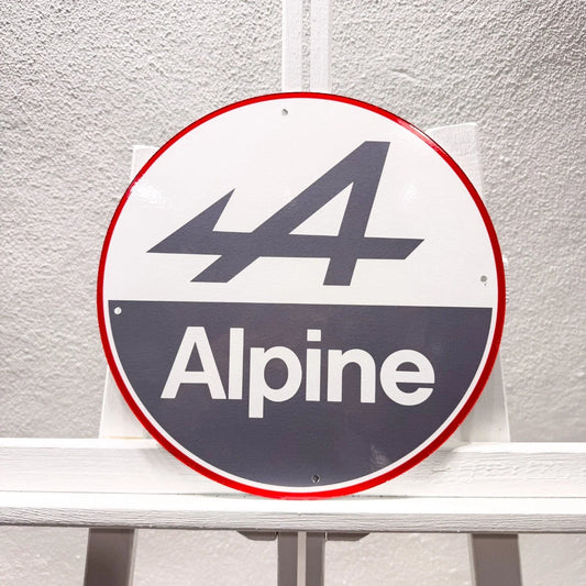 Alpine Racing Logo - French Round Heavy Metal Sign – Garage & Man Cave Decor