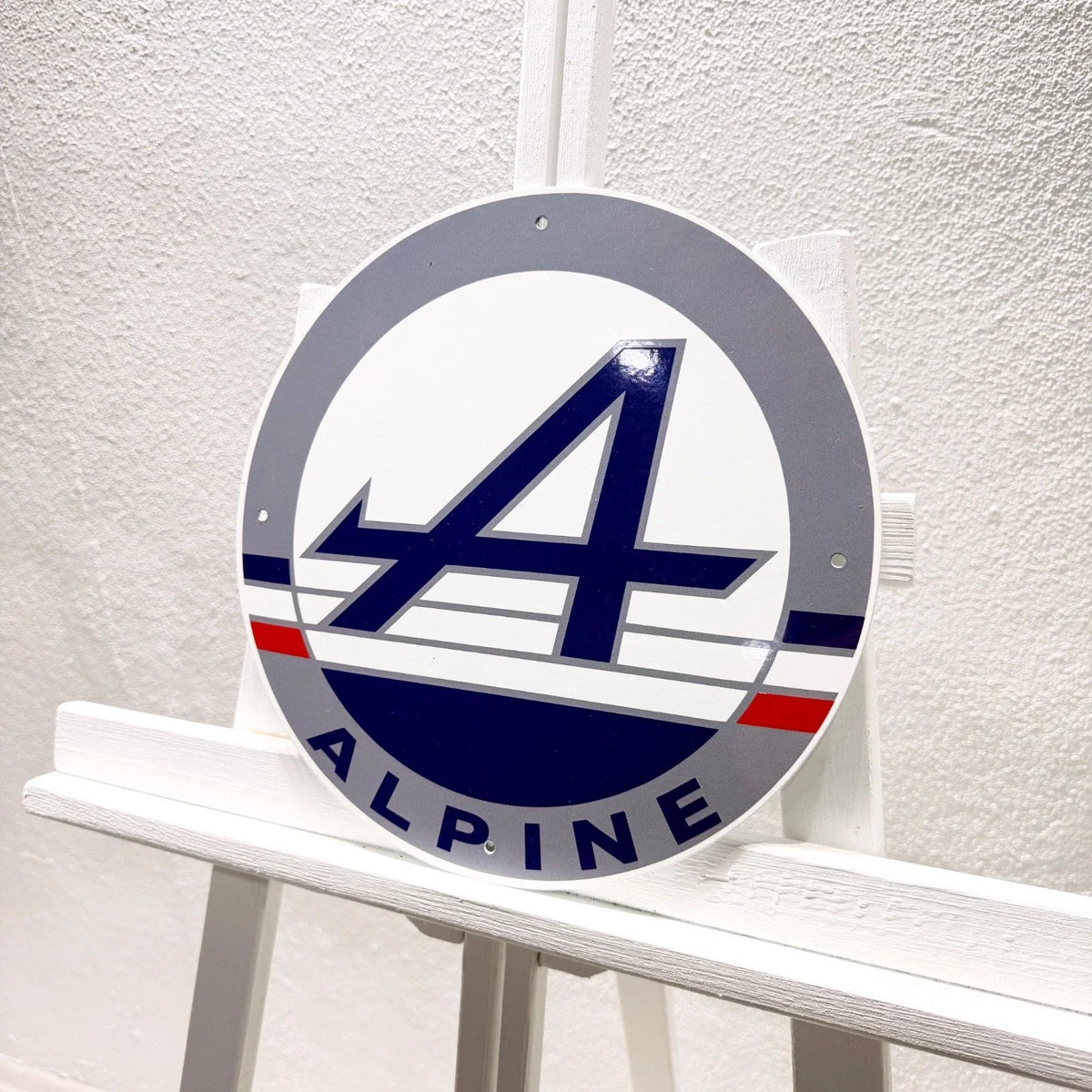 Alpine Renault A Logo - Racing Round Heavy Metal Sign – Garage & Man Cave Decor
