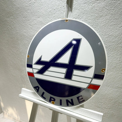 Alpine Rusted Racing Logo Round Heavy Metal Sign – Garage & Man Cave Decor