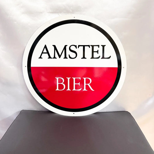 Amstel Bier - Classic Dutch Brewery Round Heavy Metal Sign – Garage & Man Cave Decor