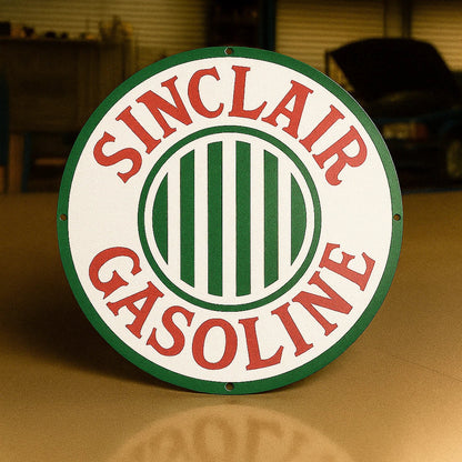 SINCLAIR GASOLINE Round Heavy Metal Sign – Garage & Man Cave Decor