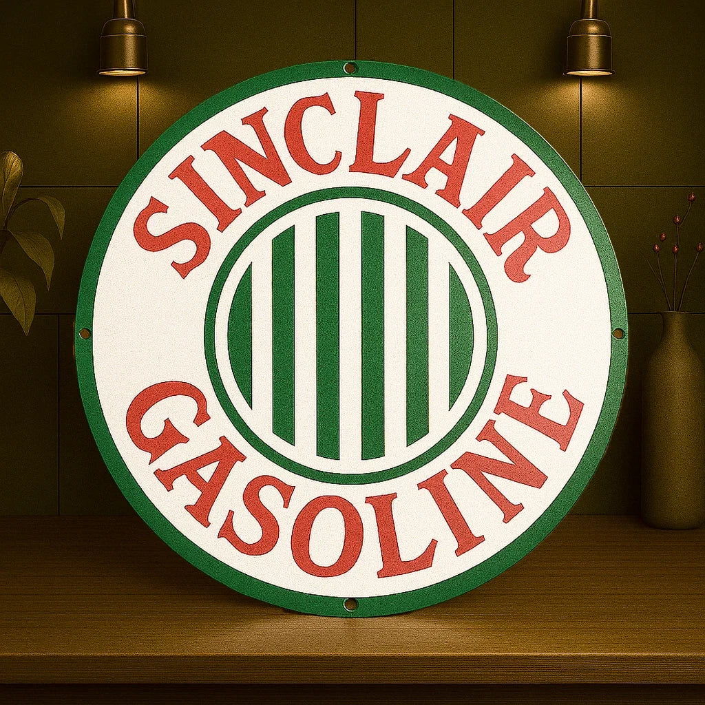 SINCLAIR GASOLINE Round Heavy Metal Sign – Garage & Man Cave Decor