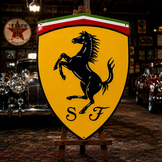 Ferrari Shield Heavy Metal Sign – Garage & Man Cave Decor