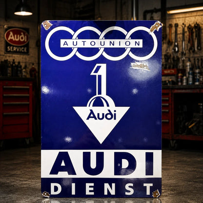 Auto Union Audi Dienst Heavy Metal Sign – Garage & Man Cave Decor
