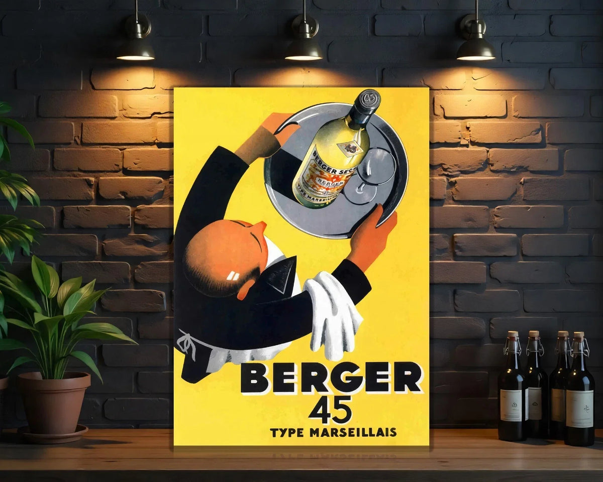 Berger 45 Aperitif French Heavy Metal Sign – Garage & Man Cave Decor