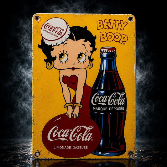 Betty Boop Coca-Cola Rusty Heavy Metal Sign – Garage & Man Cave Decor