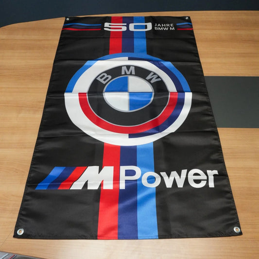 BMW M Power 50 Jahre Anniversary Pennant Flag – Garage & Man Cave Banner