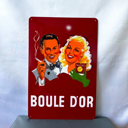 Boule d'Or - Cigarette Advertising Heavy Metal Sign – Garage & Man Cave Decor