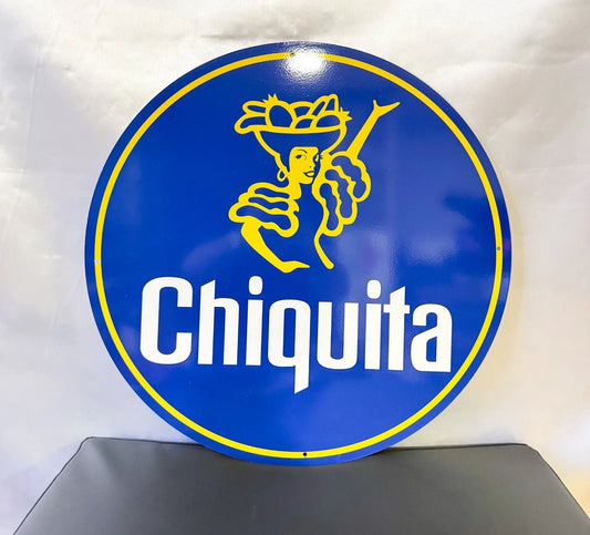 Chiquita - Fruit Advertising Round Heavy Metal Sign – Garage & Man Cave Decor