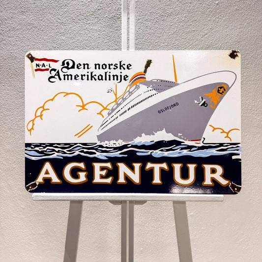 Den Norske Amerikalinje Agentur Ship Heavy Metal Sign – Garage & Man Cave Decor
