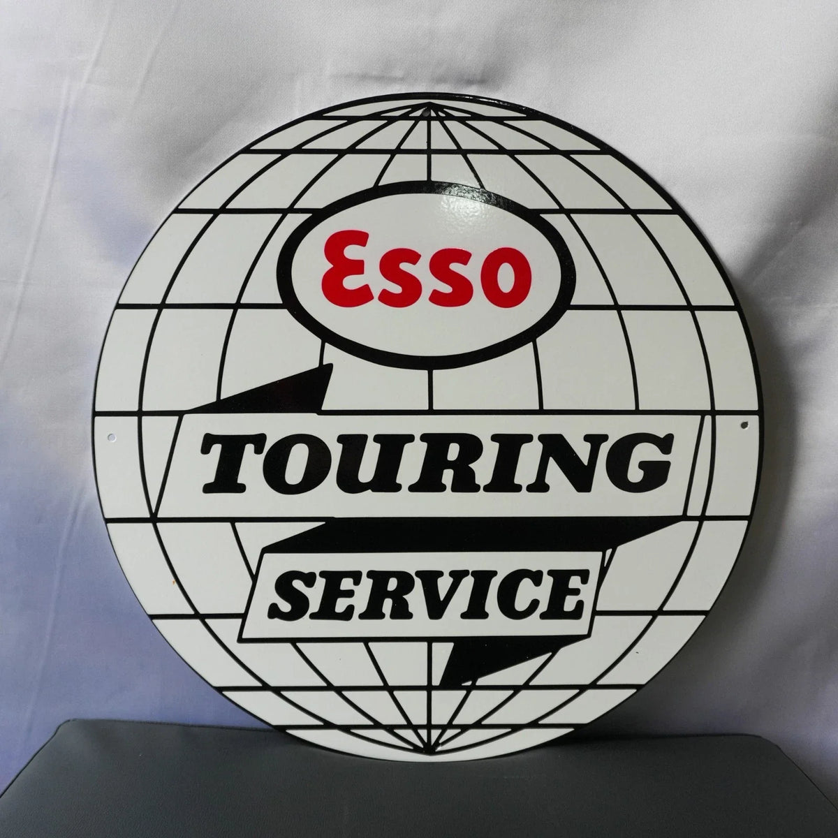 Esso Touring Service - Globe Round Heavy Metal Sign – Garage & Man Cave Decor