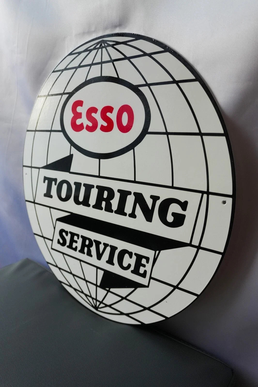 Esso Touring Service - Globe Round Heavy Metal Sign – Garage & Man Cave Decor