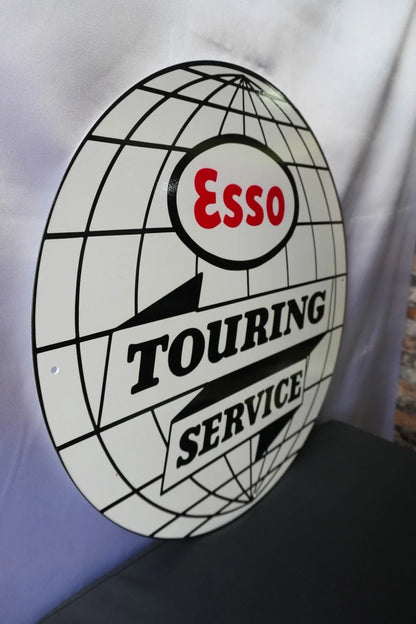Esso Touring Service - Globe Round Heavy Metal Sign – Garage & Man Cave Decor