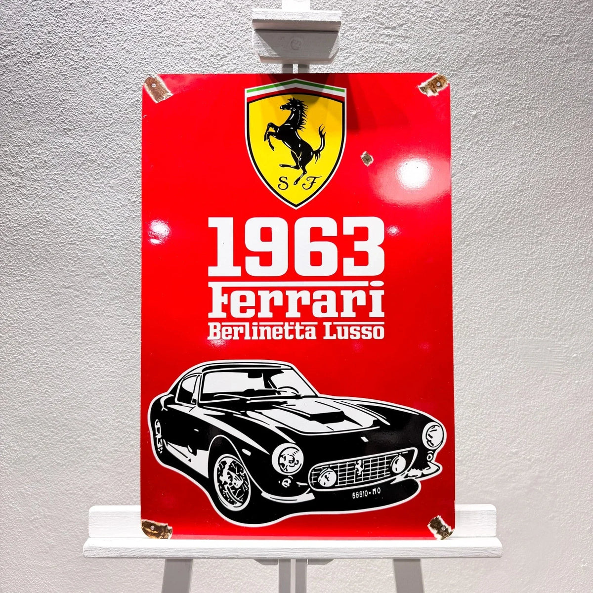Ferrari 1963 Berlinetta Lusso Rusted Heavy Metal Sign – Garage & Man Cave Decor