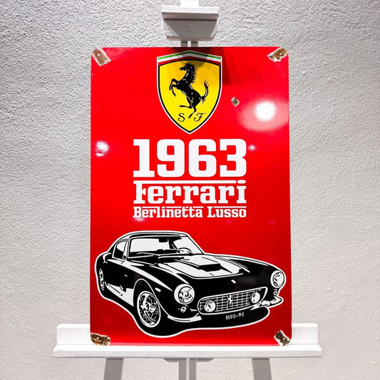Ferrari 1963 Berlinetta Lusso Rusted Heavy Metal Sign – Garage & Man Cave Decor