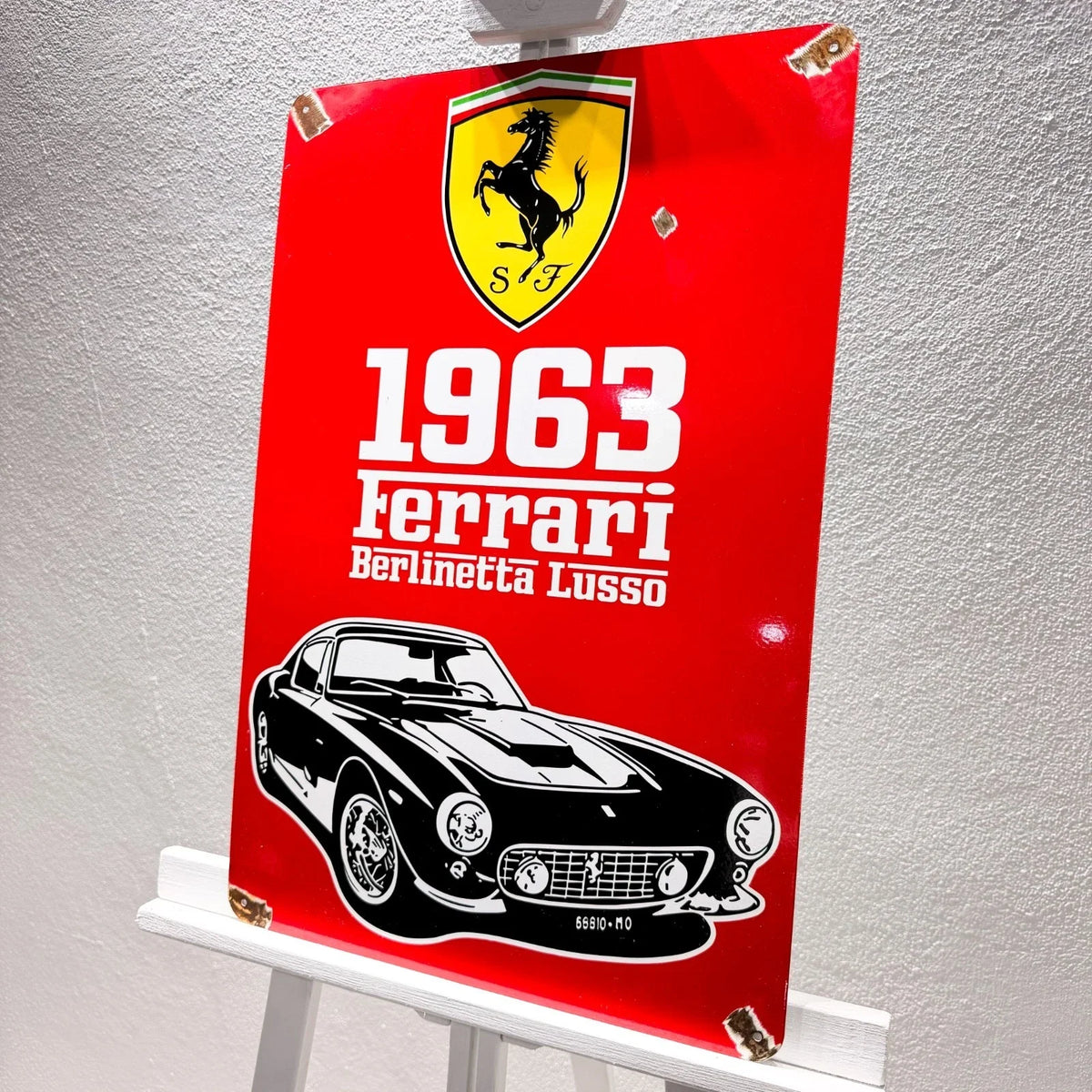 Ferrari 1963 Berlinetta Lusso Rusted Heavy Metal Sign – Garage & Man Cave Decor