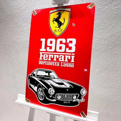 Ferrari 1963 Berlinetta Lusso Rusted Heavy Metal Sign – Garage & Man Cave Decor