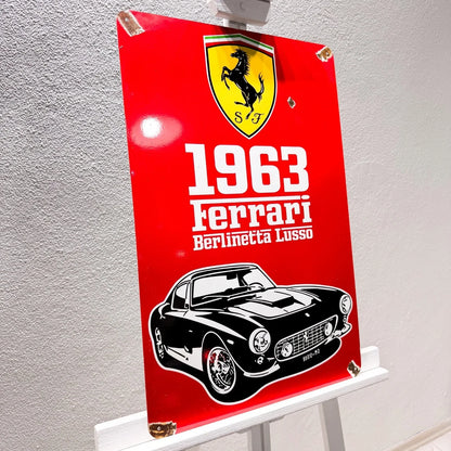 Ferrari 1963 Berlinetta Lusso Rusted Heavy Metal Sign – Garage & Man Cave Decor