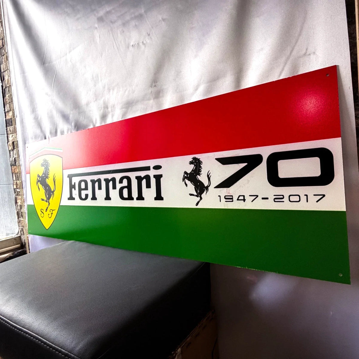 Ferrari 70th Anniversary Large Heavy Metal Sign – Garage & Man Cave Decor