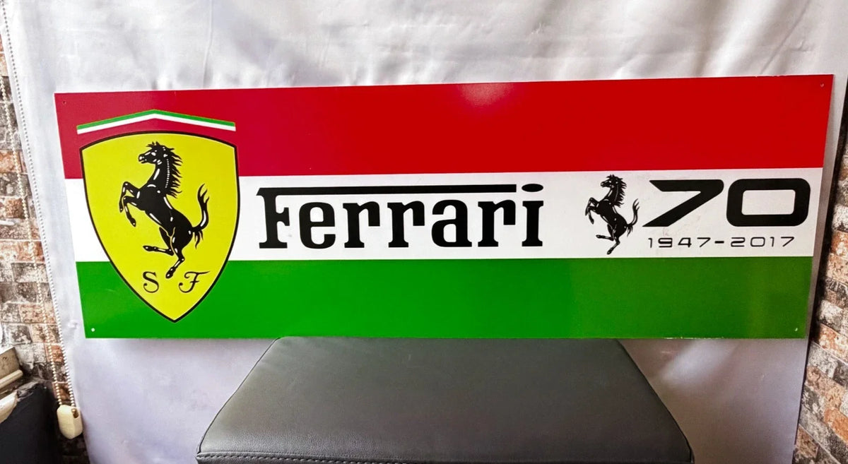 Ferrari 70th Anniversary Large Heavy Metal Sign – Garage & Man Cave Decor