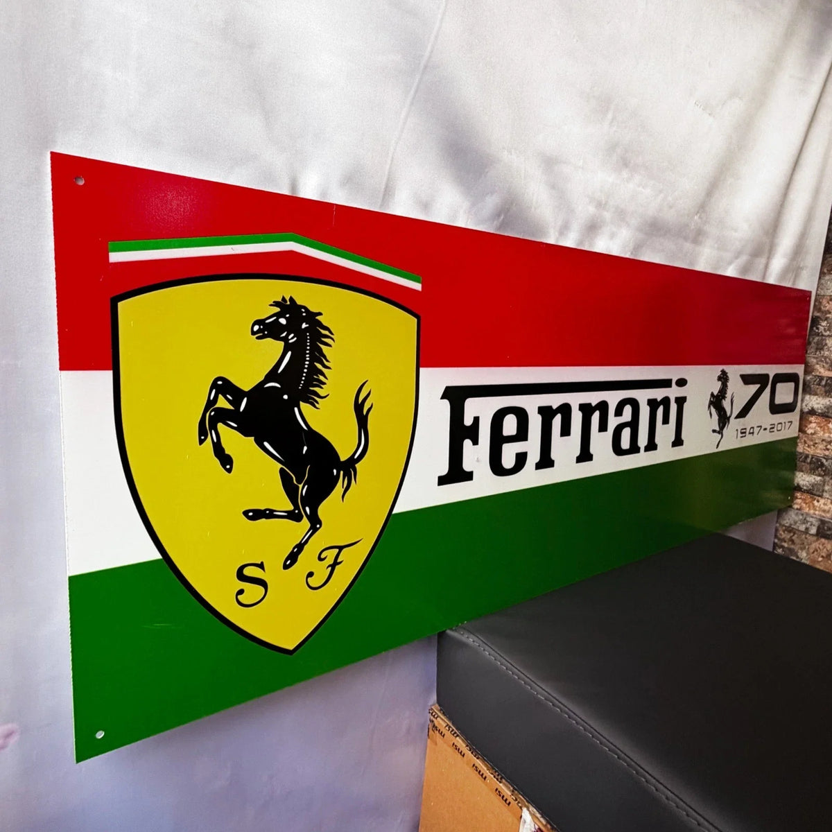 Ferrari 70th Anniversary Large Heavy Metal Sign – Garage & Man Cave Decor