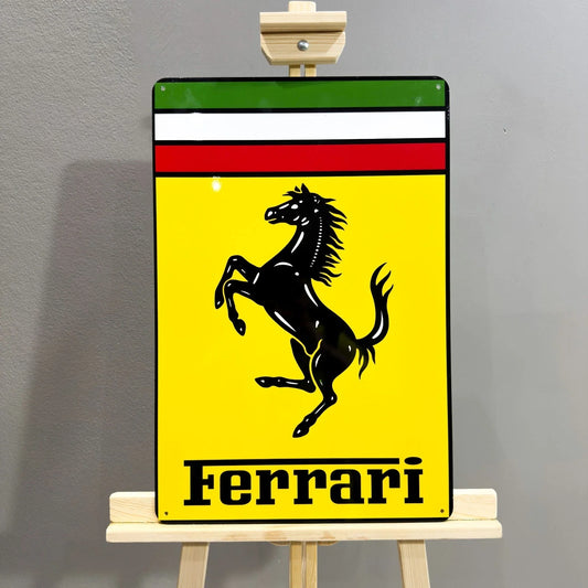 Ferrari Cavallino Rampante Heavy Metal Sign – Garage & Man Cave Decor