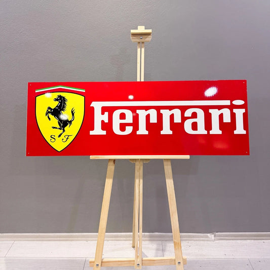Ferrari Classic Logo Large Heavy Metal Sign – Garage & Man Cave Decor