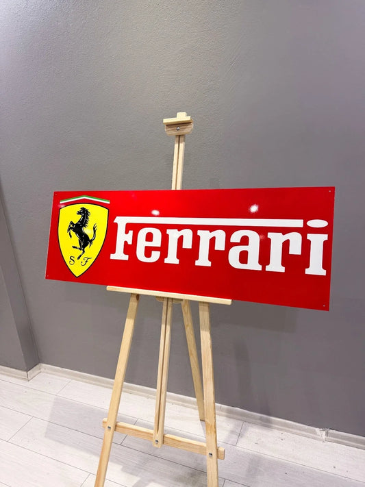 Ferrari Classic Logo Large Heavy Metal Sign – Garage & Man Cave Decor