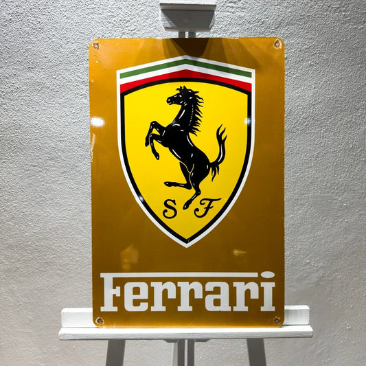 Ferrari Rusty Shield Heavy Metal Sign – Garage & Man Cave Decor