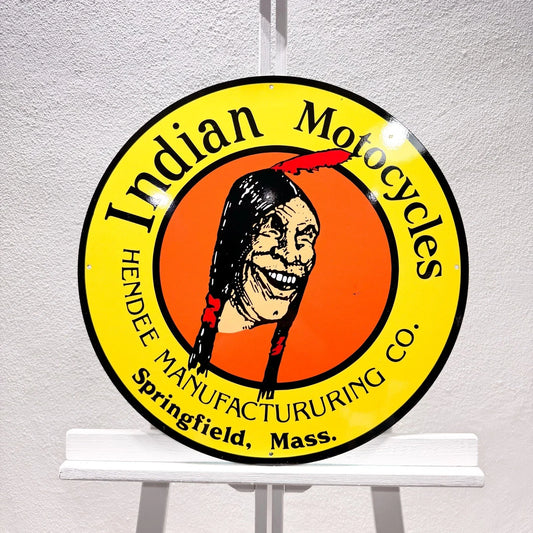 Indian Motorcycles Round Heavy Metal Sign – Garage & Man Cave Decor