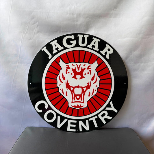 Jaguar Coventry - British Classic Round Heavy Metal Sign – Garage & Man Cave Decor