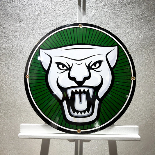 Jaguar Growler Logo Rusted Round Heavy Metal Sign – Garage & Man Cave Decor