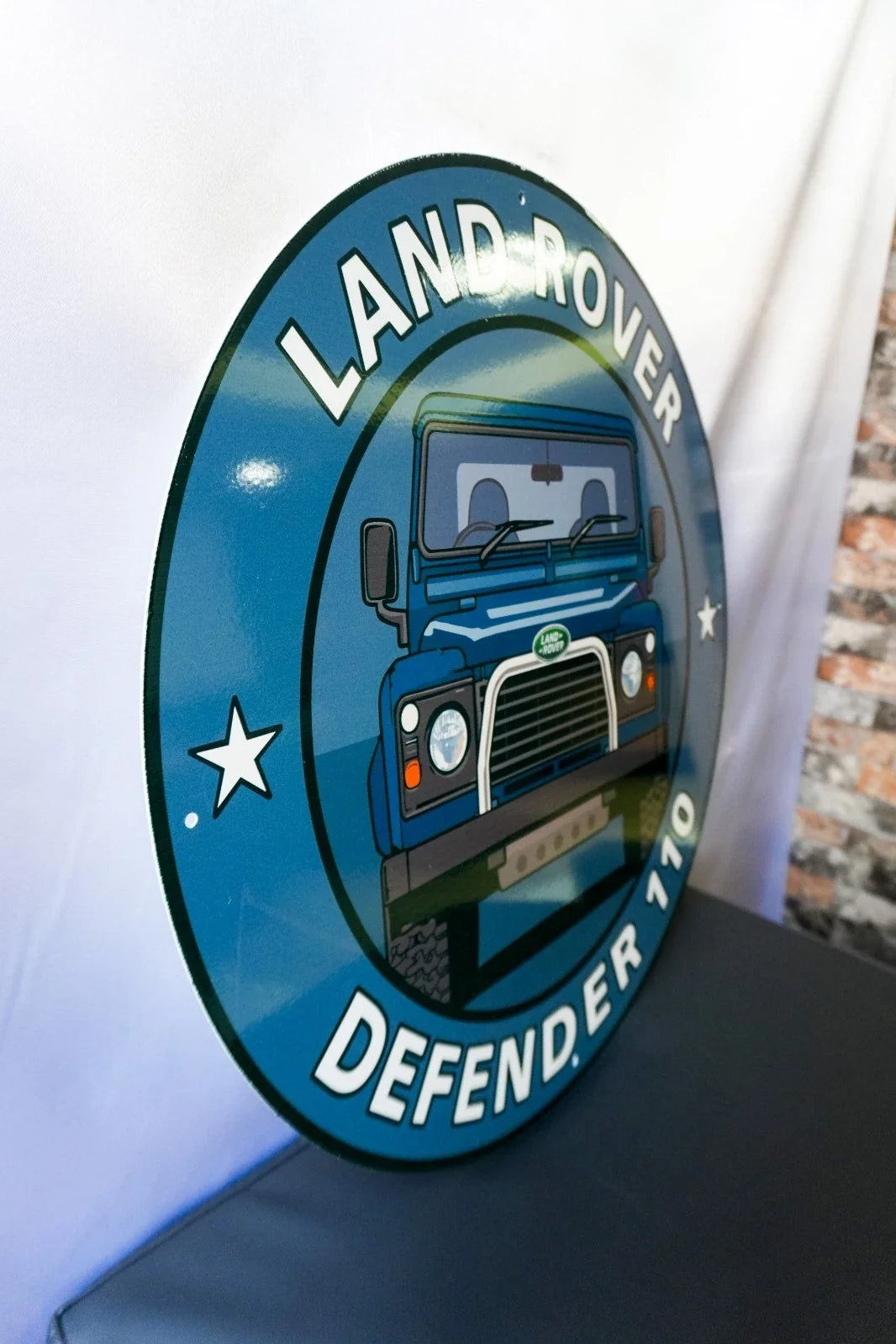 Land Rover Defender 110 - Off-Road Round Heavy Metal Sign – Garage & Man Cave Decor