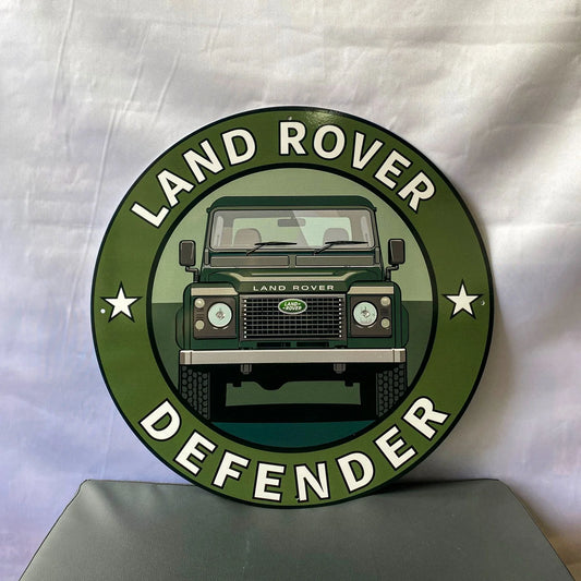 Land Rover Defender - Heritage Round Heavy Metal Sign – Garage & Man Cave Decor