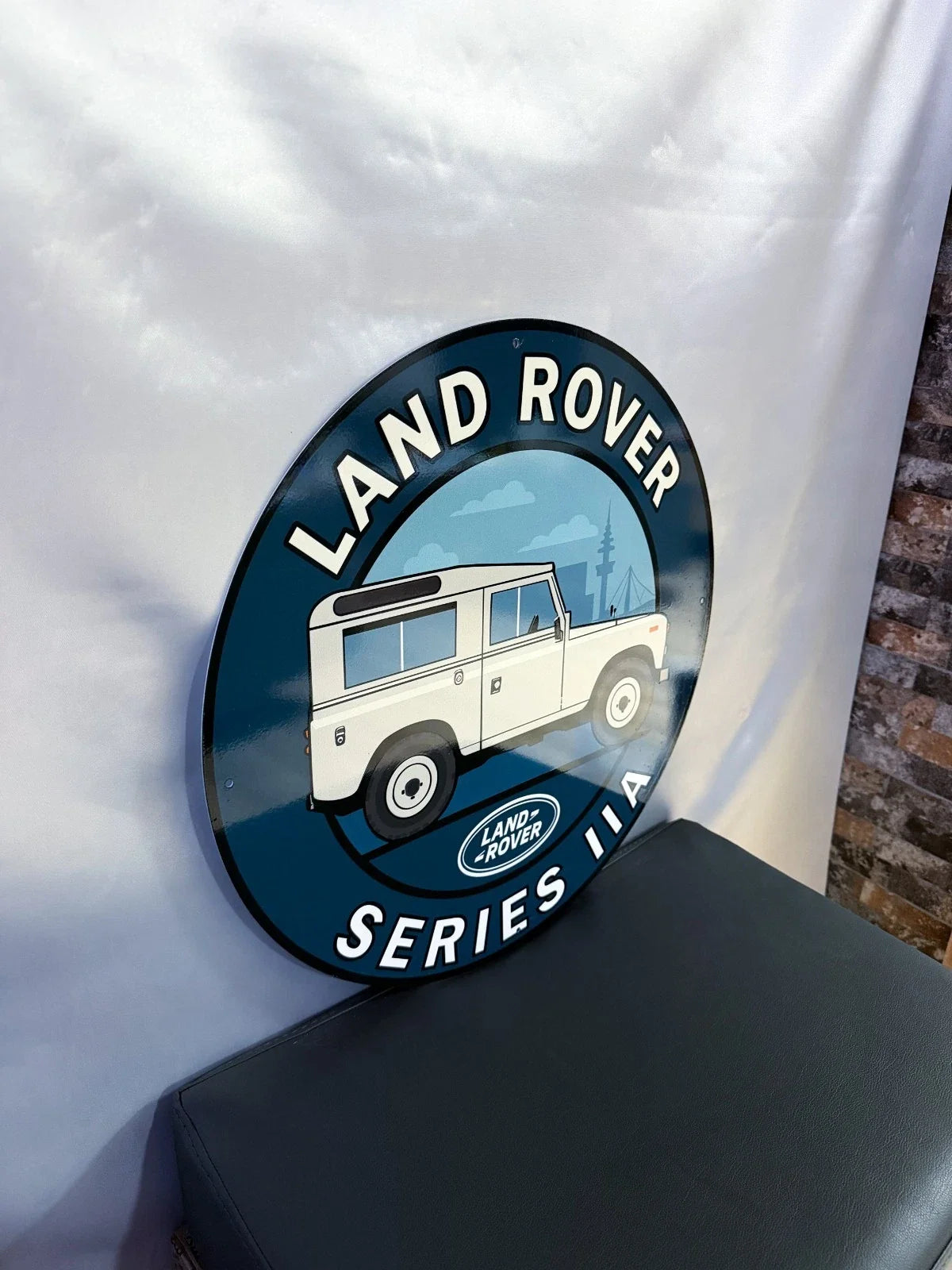 Land Rover Series IIA - Classic British Off-Road Round Heavy Metal Sign – Garage & Man Cave Decor