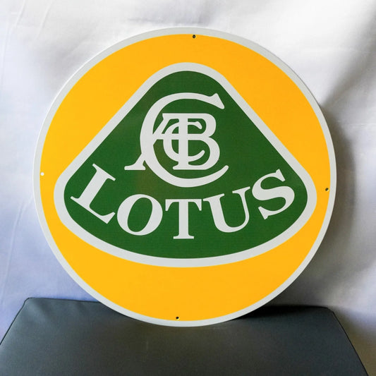 Lotus Classic Racing Logo Round Heavy Metal Sign – Garage & Man Cave Decor
