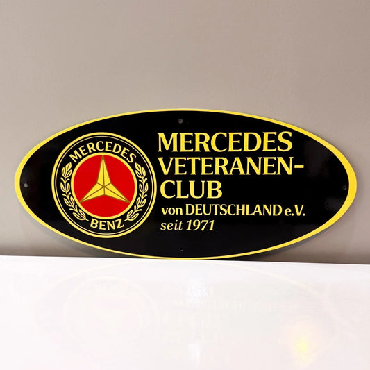 Mercedes Veteranen Club Oval Heavy Metal Sign – Garage & Man Cave Decor