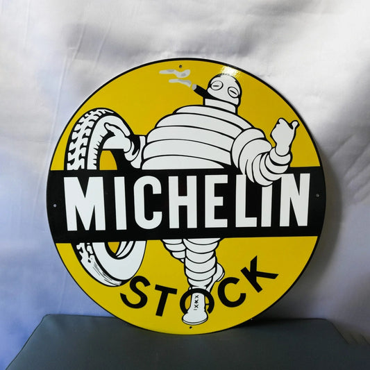 Michelin Stock - Bibendum Smoking Round Heavy Metal Sign – Garage & Man Cave Decor