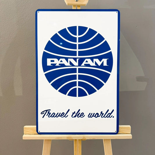 Pan Am - Travel the World Airline Logo Heavy Metal Sign – Garage & Man Cave Decor