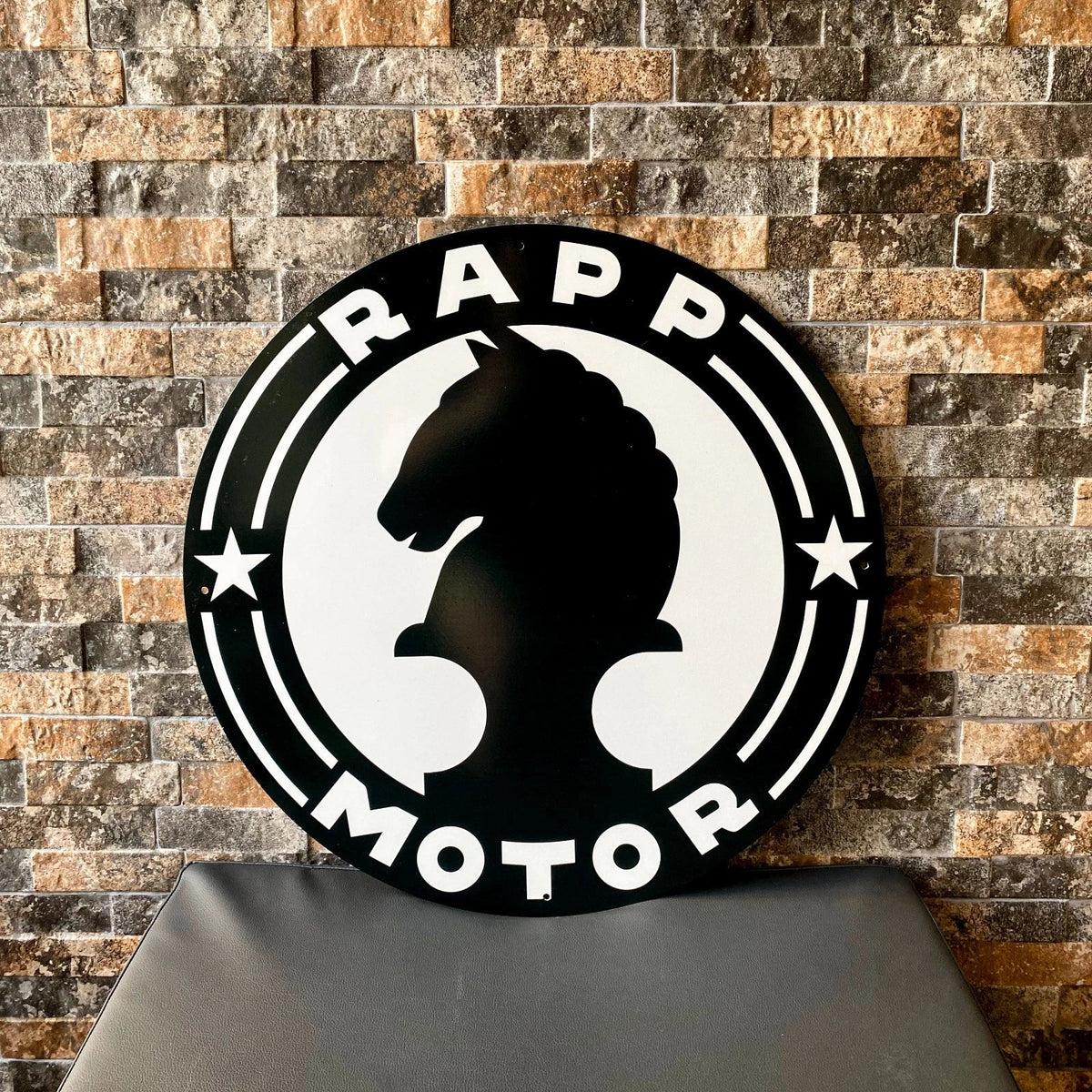 Rapp Motorenwerke Crest 1913 - Pre-BMW Origins Round Heavy Metal Sign – Garage & Man Cave Decor