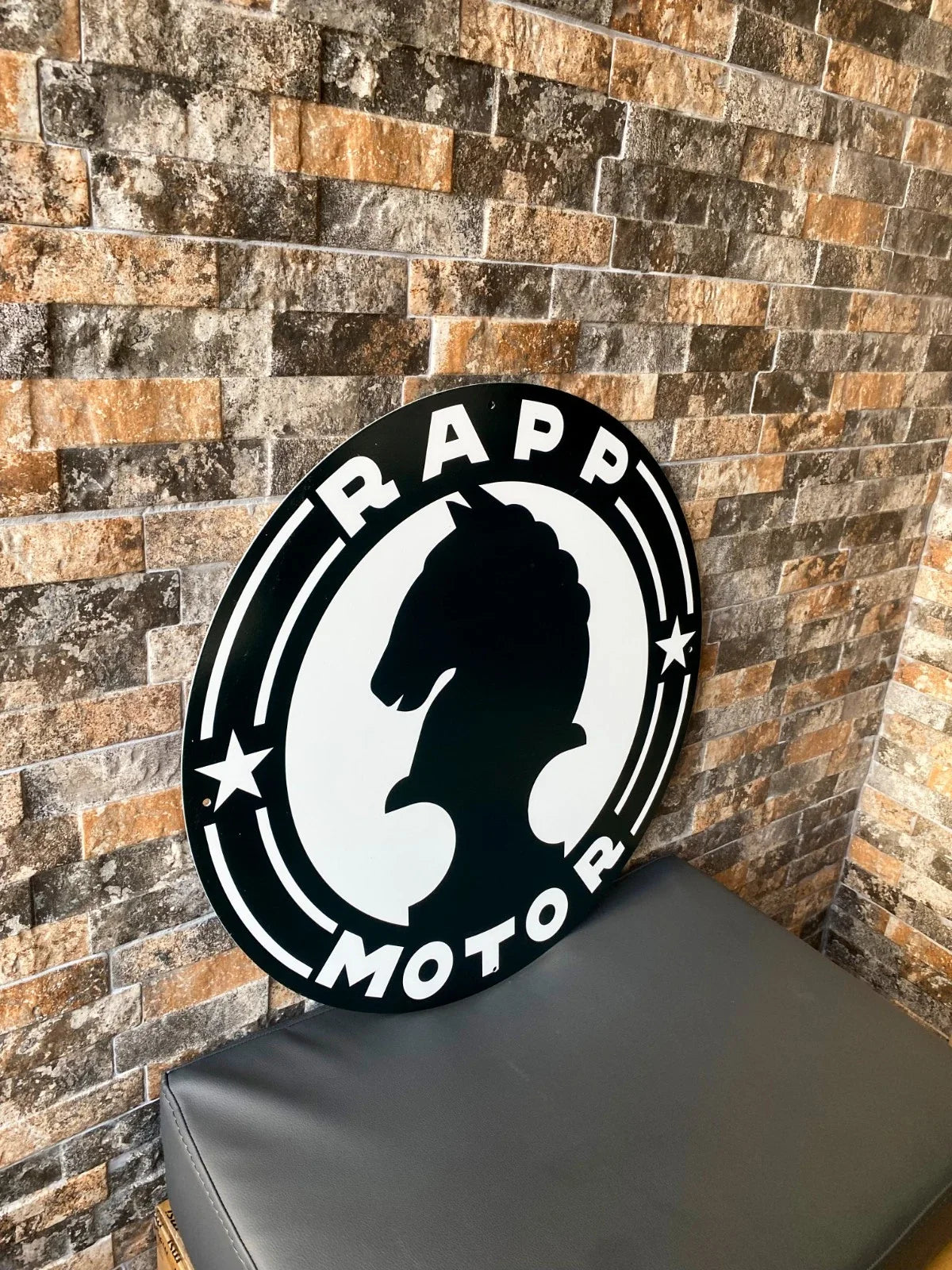 Rapp Motorenwerke Crest 1913 - Pre-BMW Origins Round Heavy Metal Sign – Garage & Man Cave Decor
