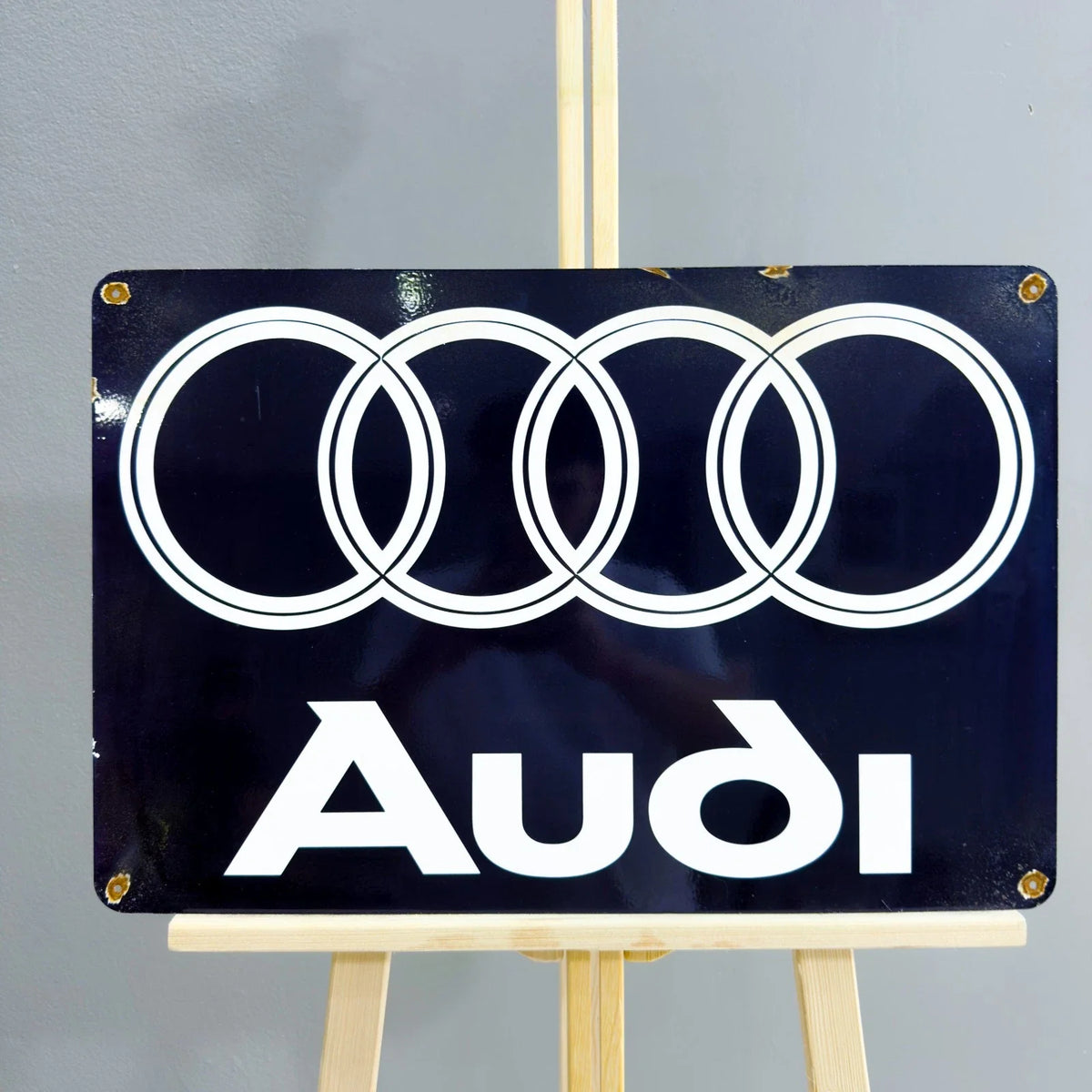 Rusted Audi Rings Heavy Metal Sign – Garage & Man Cave Decor